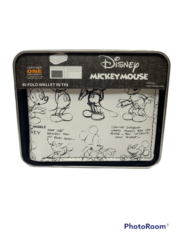 Mickey Mouse Sketch Bifold Wallet in a Decorative Tin Case
