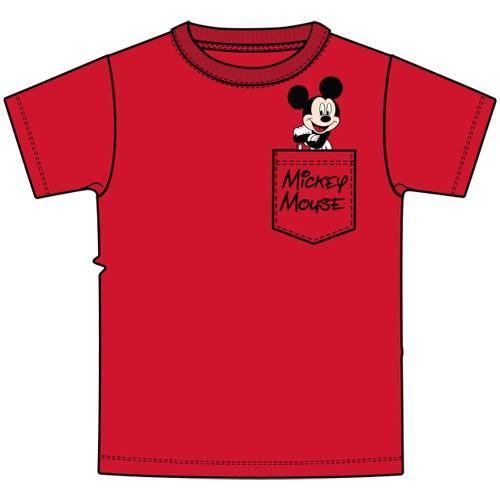 Mickey Red Youth Peeking Pocket T-shirt