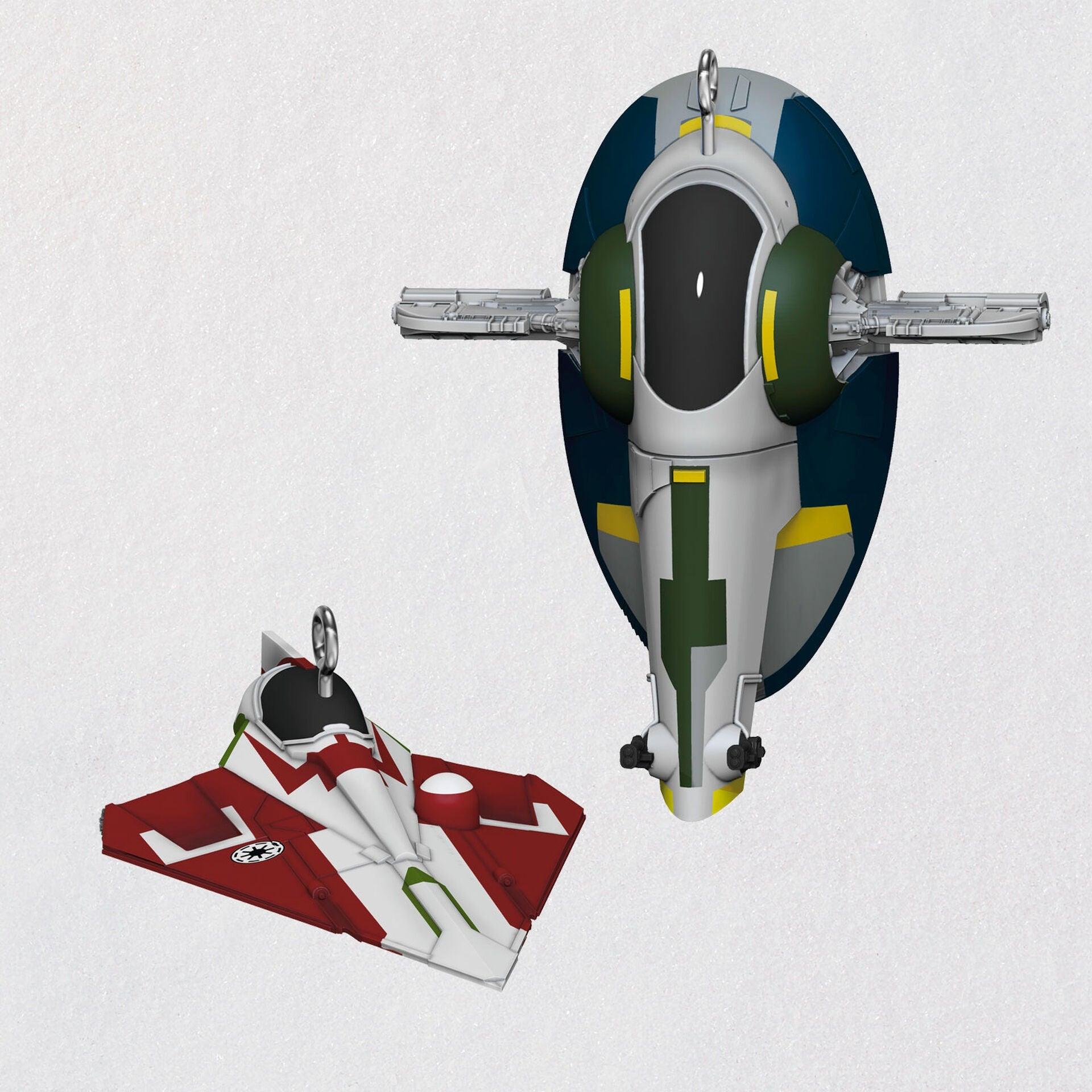 Mini Star Wars: Attack of the Clones™ Jango Fett™ and Obi-Wan Kenobi's Starfighter Ornaments, Set of 2