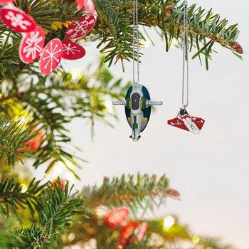 Mini Star Wars: Attack of the Clones™ Jango Fett™ and Obi-Wan Kenobi's Starfighter Ornaments, Set of 2