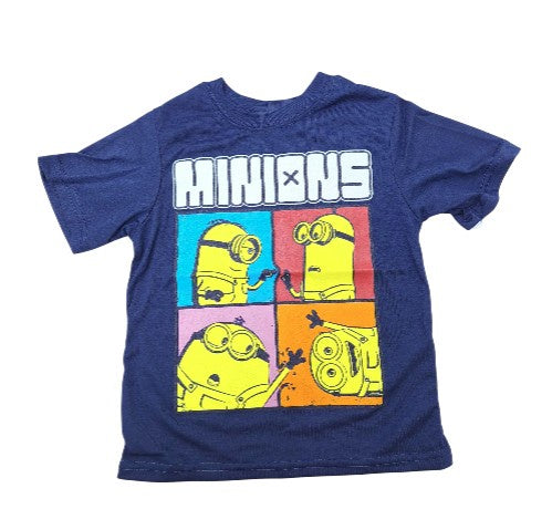 Minions Funny Faces Kids Blue T-Shirt