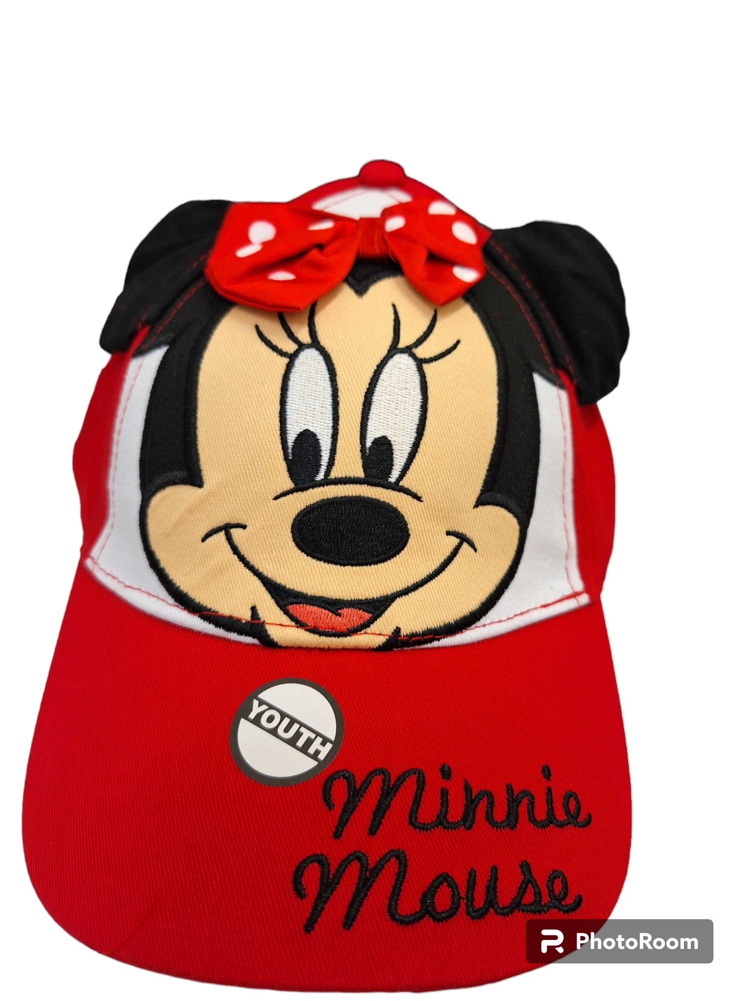 Red Minnie Mouse Face Youth Cap