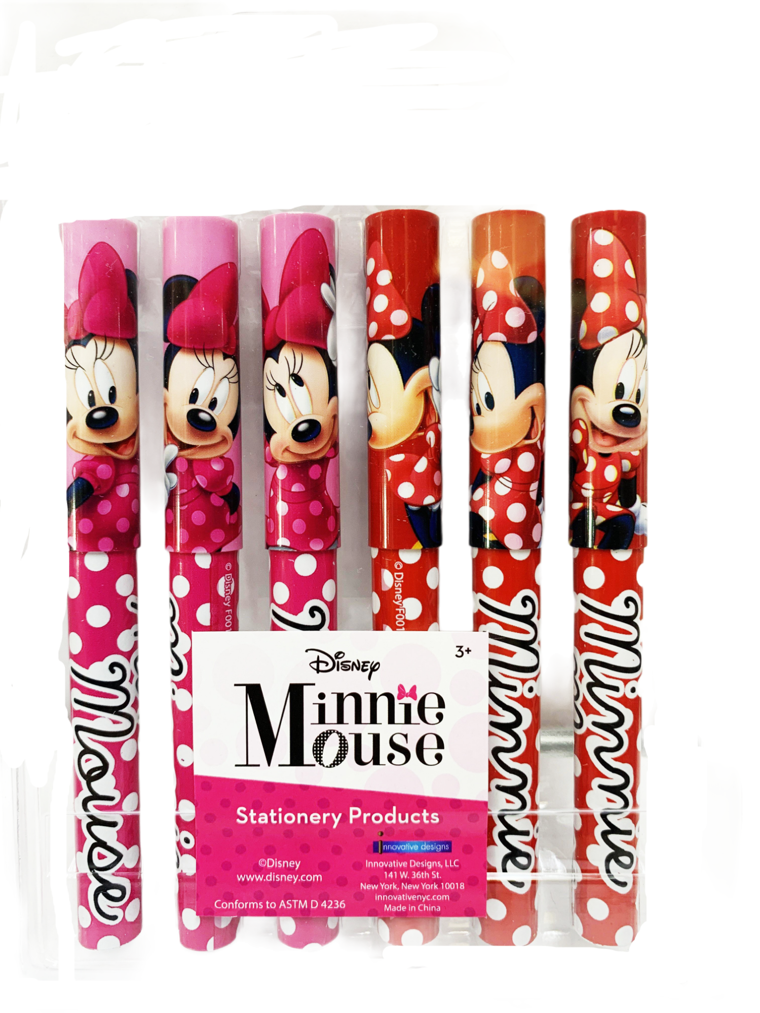 Minnie Mouse 6 Pack of Pink and Red Pens