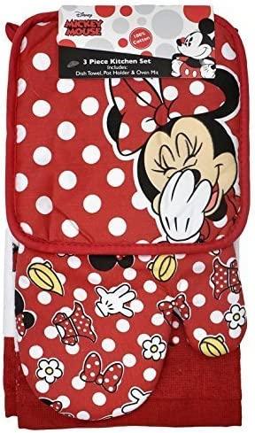 Chef Mickey Mouse, 3 Pack, Kitchen Set Oven Mitt Pot Holder Dish Towel,  Green 