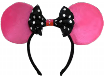 Minnie Pink Ears Black/White Polkdot Bow