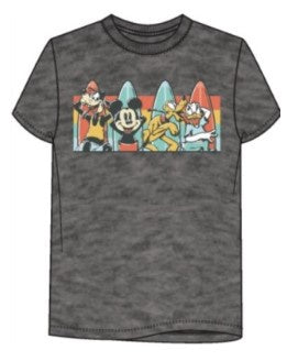 Adult Mickey & Friends Surfboard Pals Black Heather Shirt