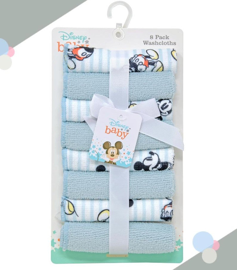 Disney Mickey Mouse 8pk Washcloth - Spa Stripe