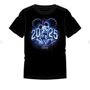 Disney 2025 Adult Glowing Mickey Black Tee