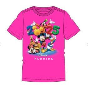 Disney 2025 Adult Party Time Bright Flamingo Tee