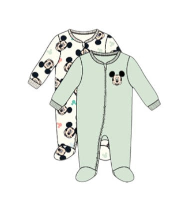 Disney Mickey Mouse Baby Boys 2Pk Footed Coveralls