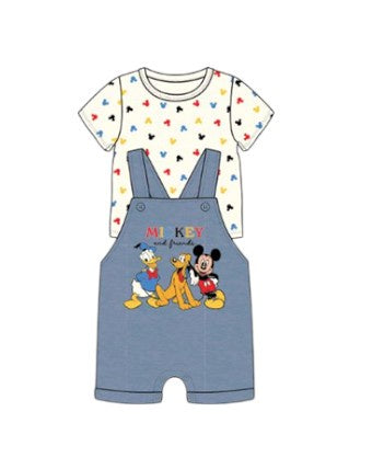 Disney Mickey & Friends Baby Boys Shortall 2Pc Set Blue