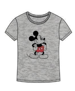Junior Mickey Old School Sport Baby Tee Gray