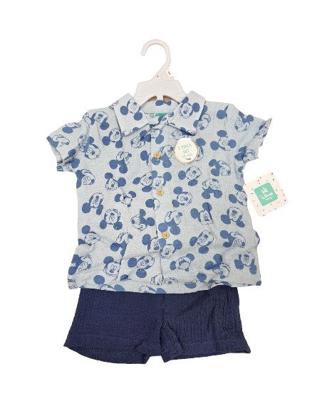 Disney Mickey Baby 2Pc Short Set Light Blue