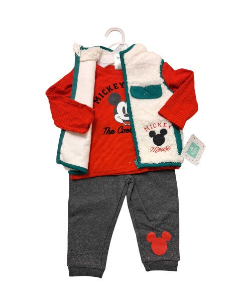 Mickey Set White/Green Gilet & Red Long Sleeve w/Pants