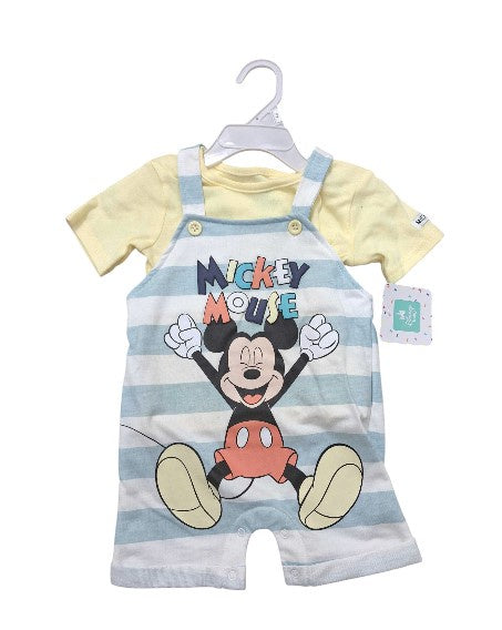 Disney Happy Mickey Baby Shortall 2Pc Set