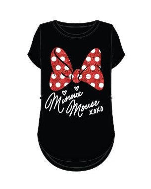 Disney Minnie Mouse Sparkle Bow xoxo T-Shirt Black