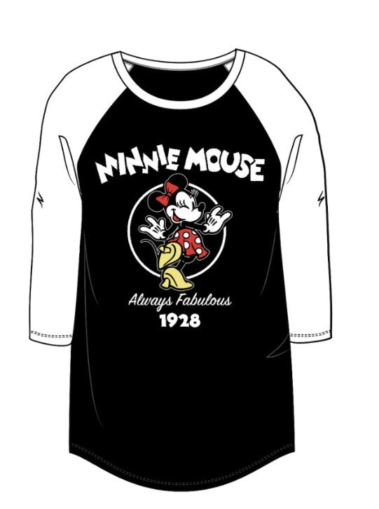 Junior Minnie Always Fabulous 3/4 Raglan White Black