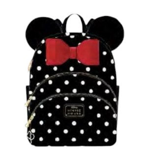 Disney Minnie Dots 12" Leather Backpack w/ 3D Bow Seguin Body