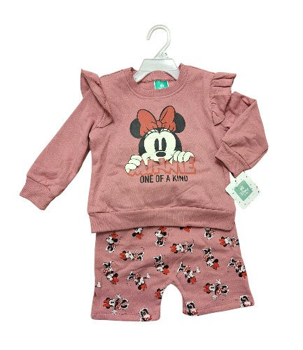 Minnie Cute Mauve Sweatshirt & Short Baby Set