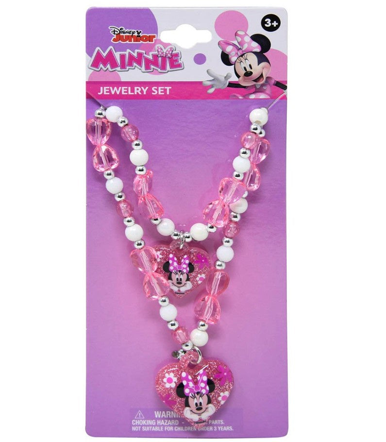 Disney Minnie Mouse Necklace & Bracelet Set on card