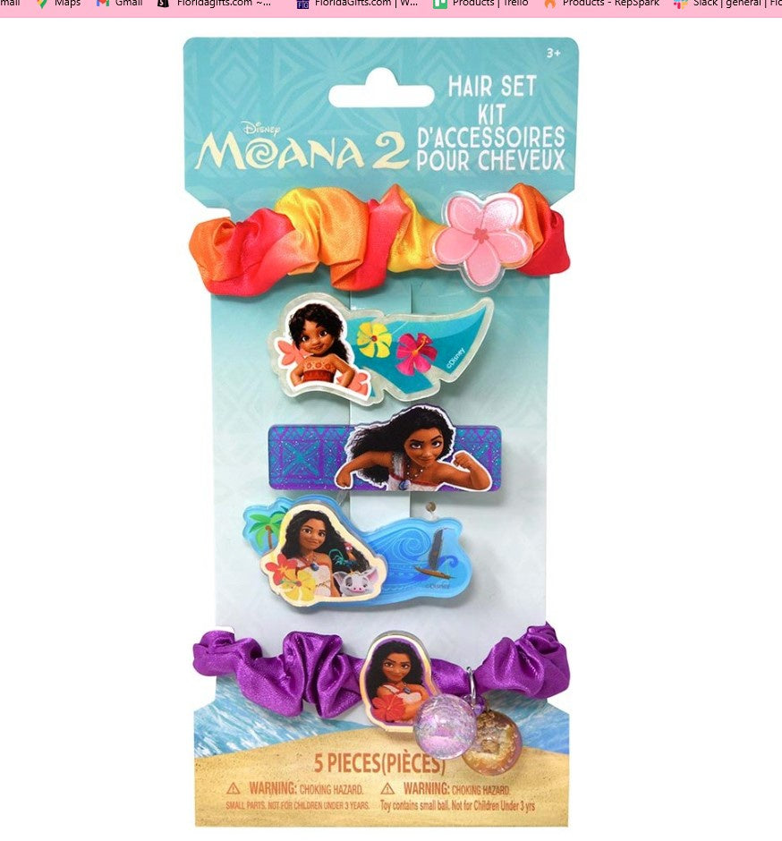 Moana 5pc Hair Accessories on Card