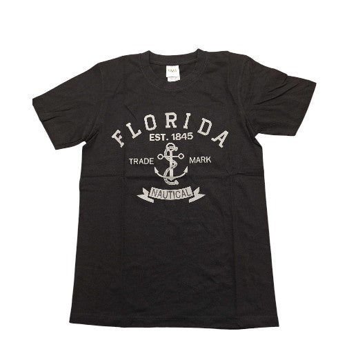 Florida Nautical Anchor Black Print T Shirts