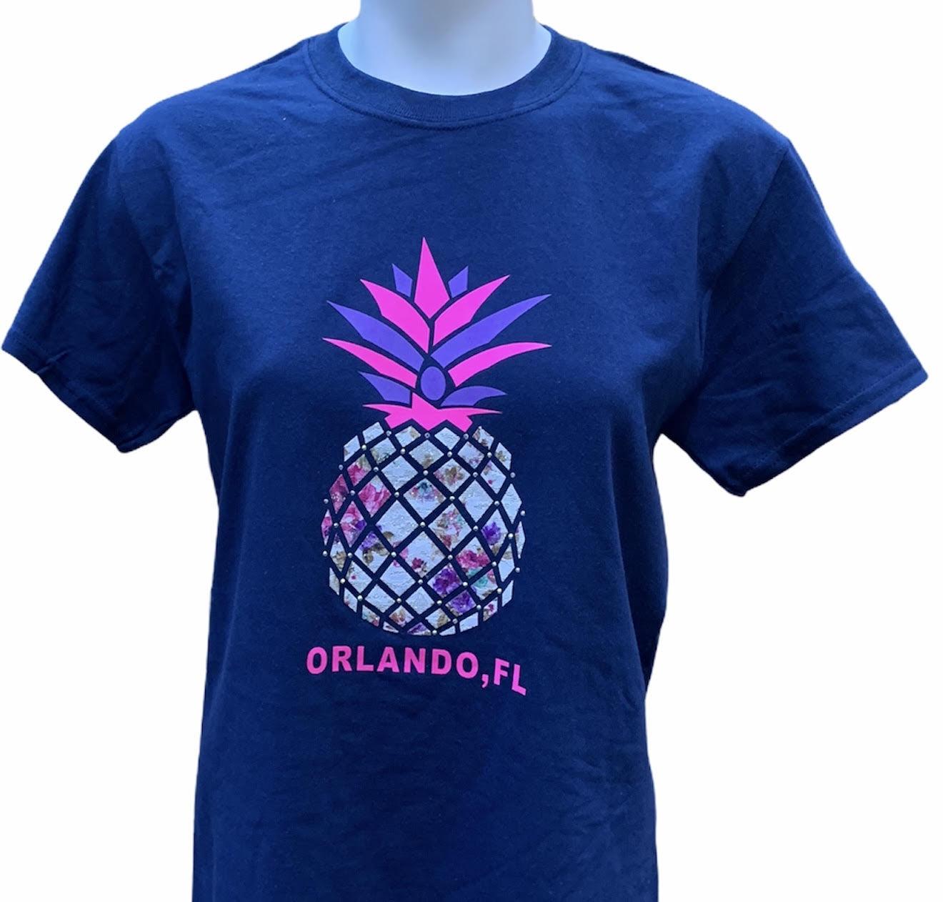 Navy Orlando T-shirt w/Stone Pineapple