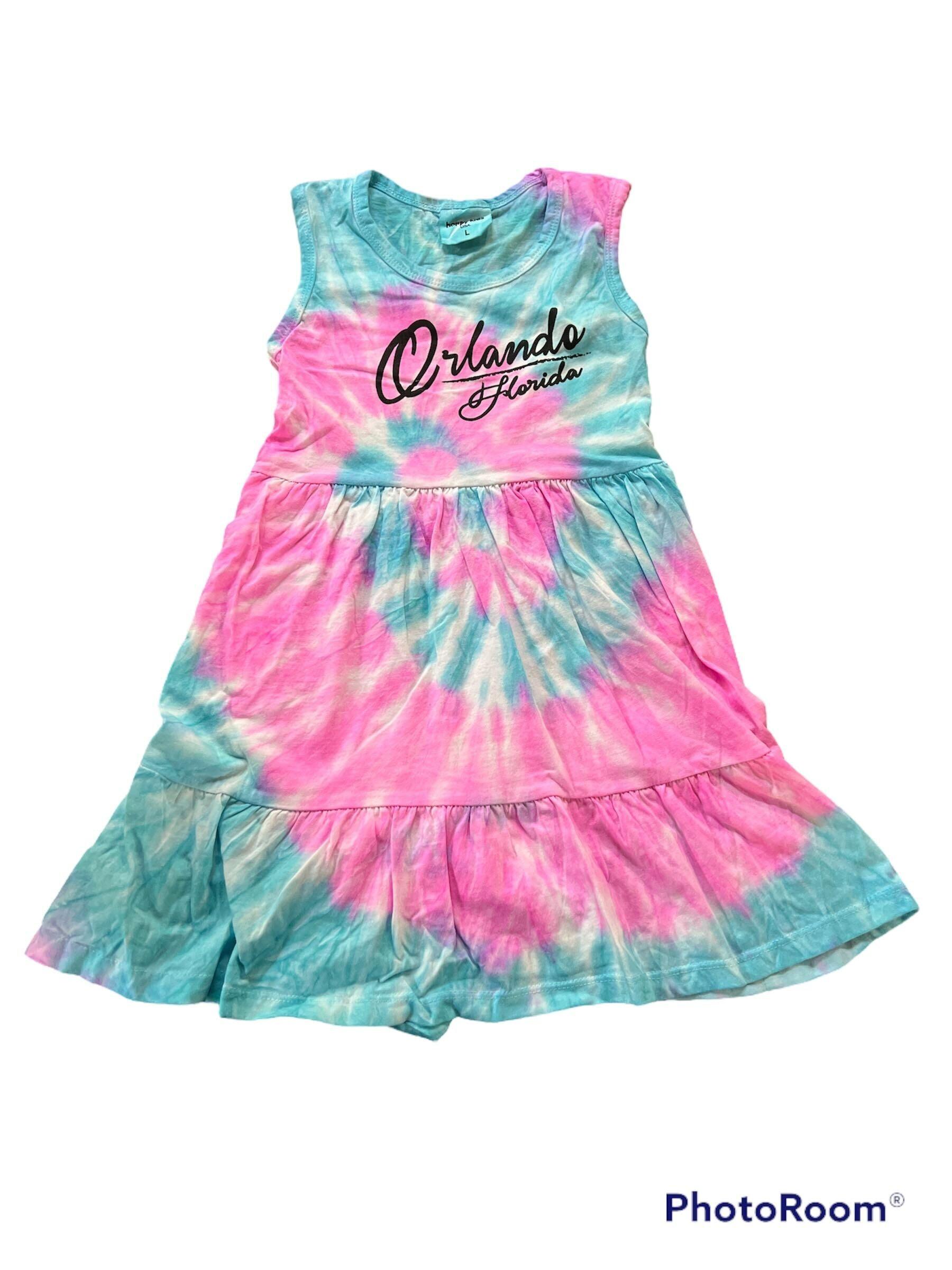 Neon Dye Summer Dress Aqua/Pink