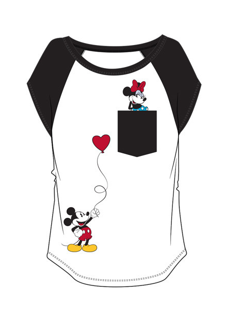 Mickey & Minnie Youth Girl Balloon Pocket Shirt White