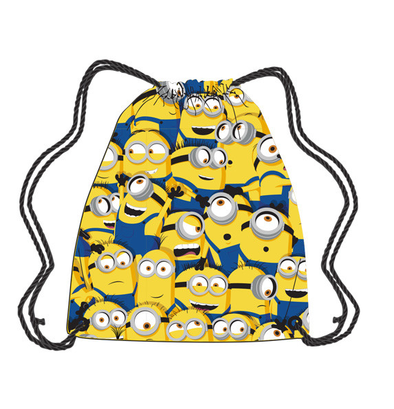 Disney Drawstring Scattered Minions Nylon Tote Bag