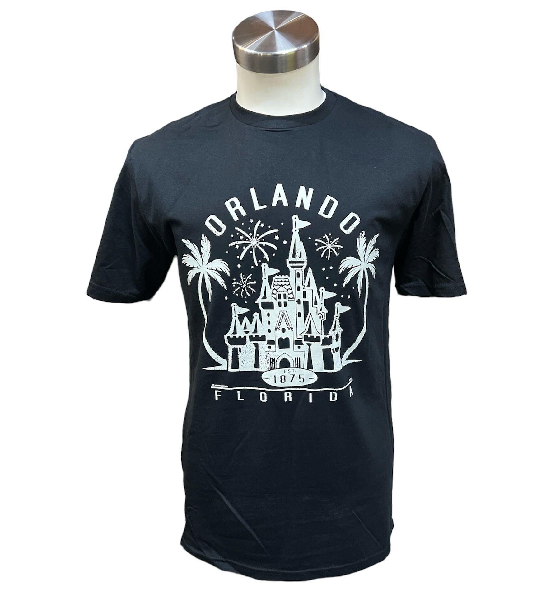 Orlando Florida Palm Tree Disney Castle B&W T-Shirt