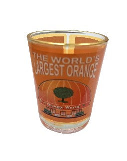 Shot Glass Dye Gold Rim Orange World