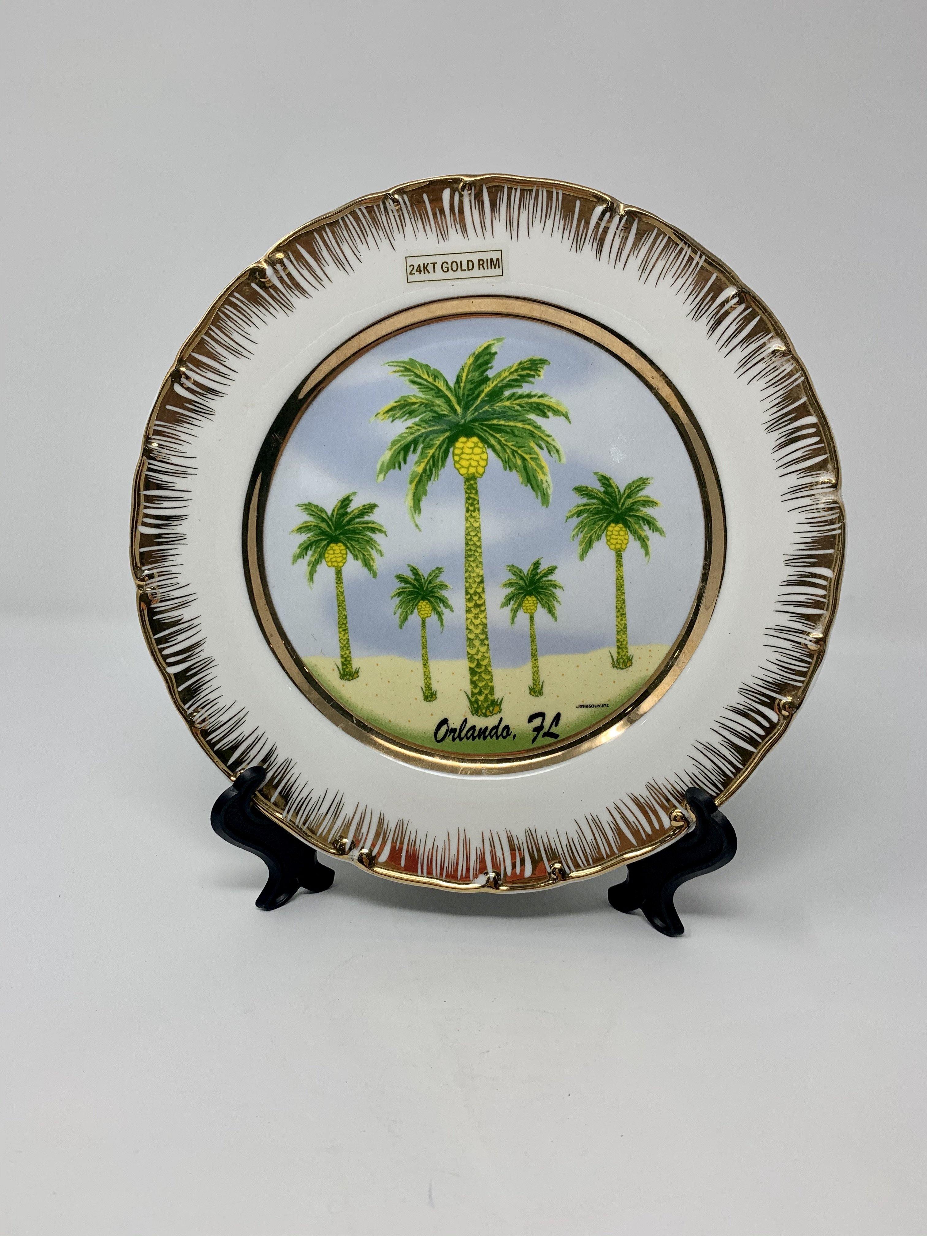 Palms Tree 24 Kt Gold Rimmed Plate