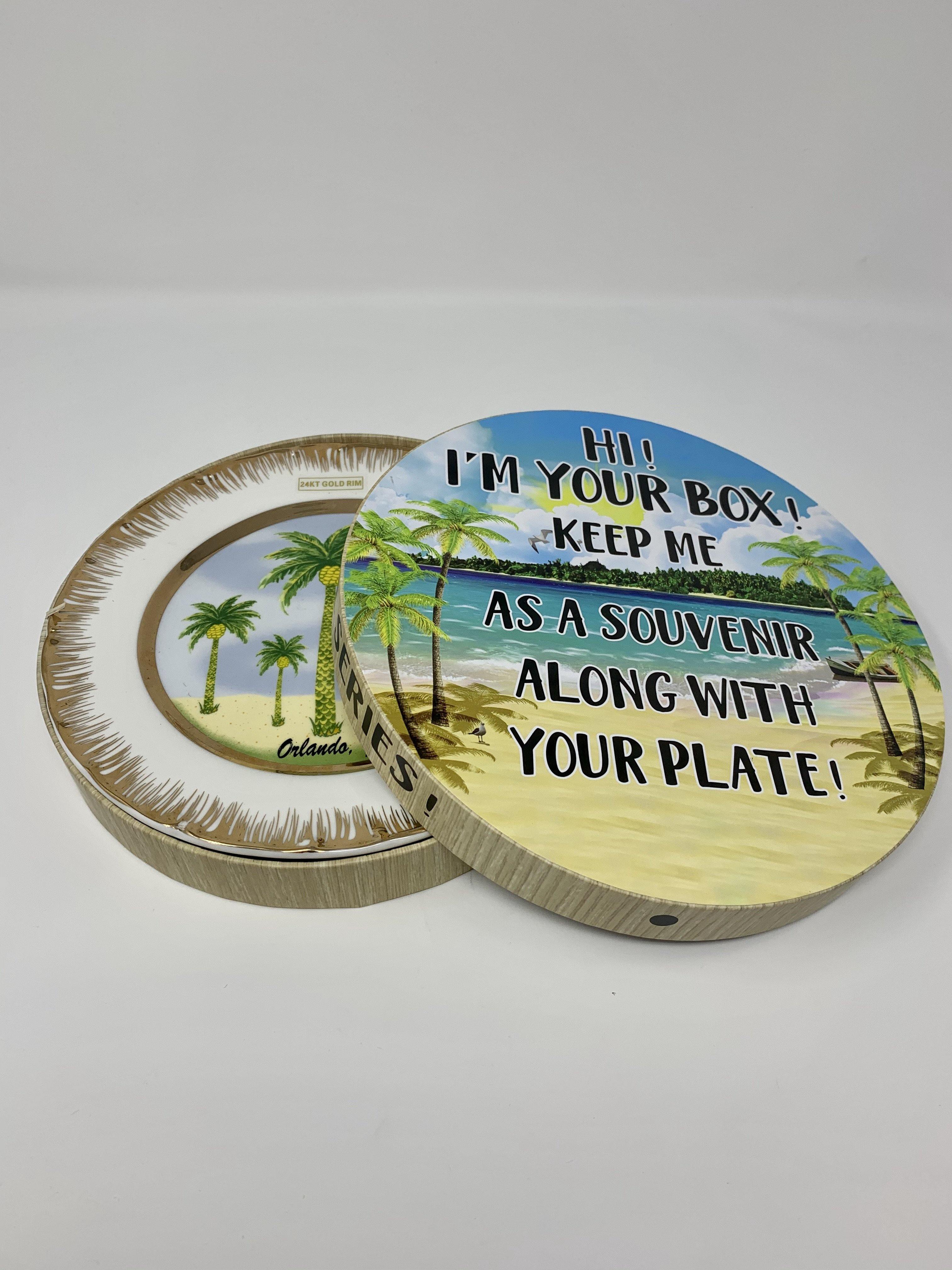 Palms Tree 24 Kt Gold Rimmed Plate