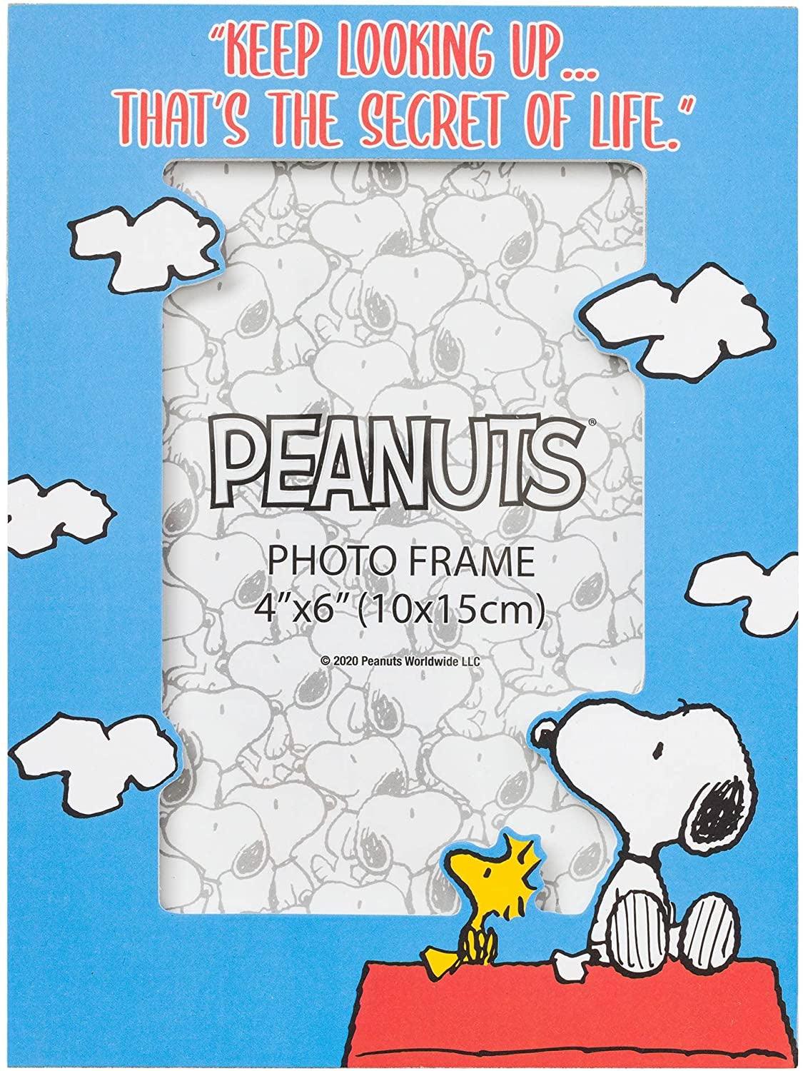 Peanuts Keep Looking Up 4" x 6" Die Cut Photo Frame, Blue
