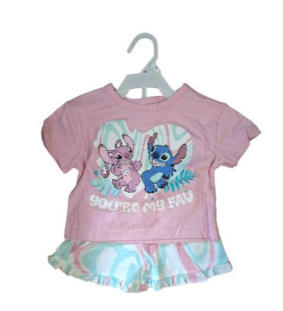 Disney Stitch & Angel Baby 2Pc Short Set Lilac