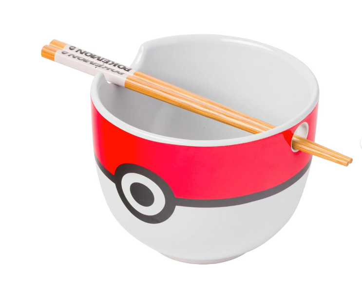 Pokemon Pokeball Ceramic Ramen Bowl 20oz w/Chopsticks