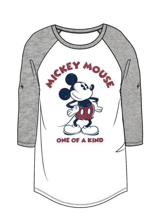 Junior Mickey Raglan 3/4 Sleeve Gray White