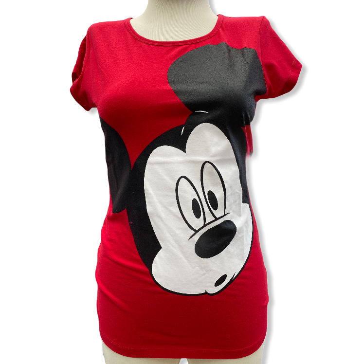 Red Mickey Mouse Big Surprised Face Women's Top