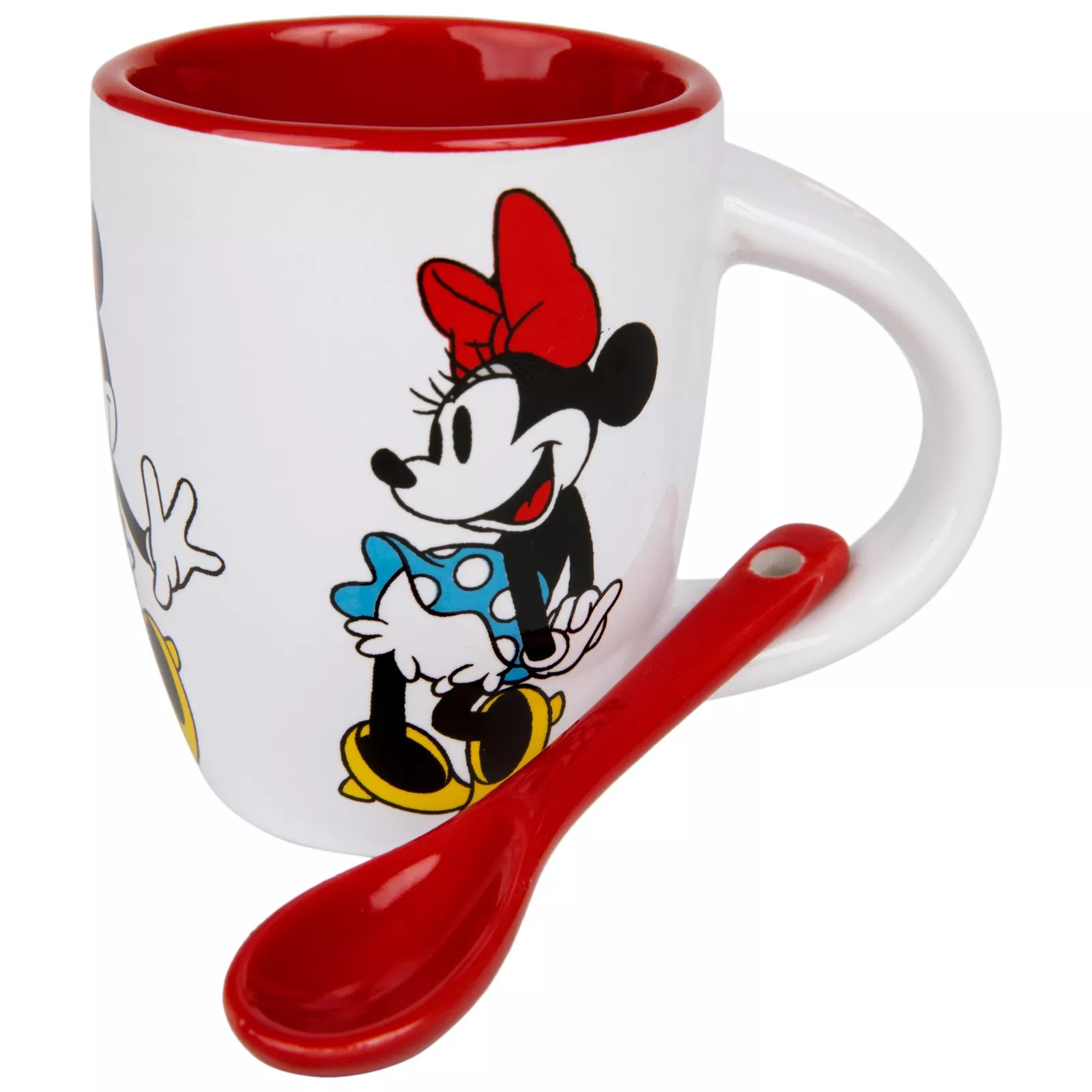 Disney Minnie Mouse Waves Espresso Mug w/Spoon, White Red