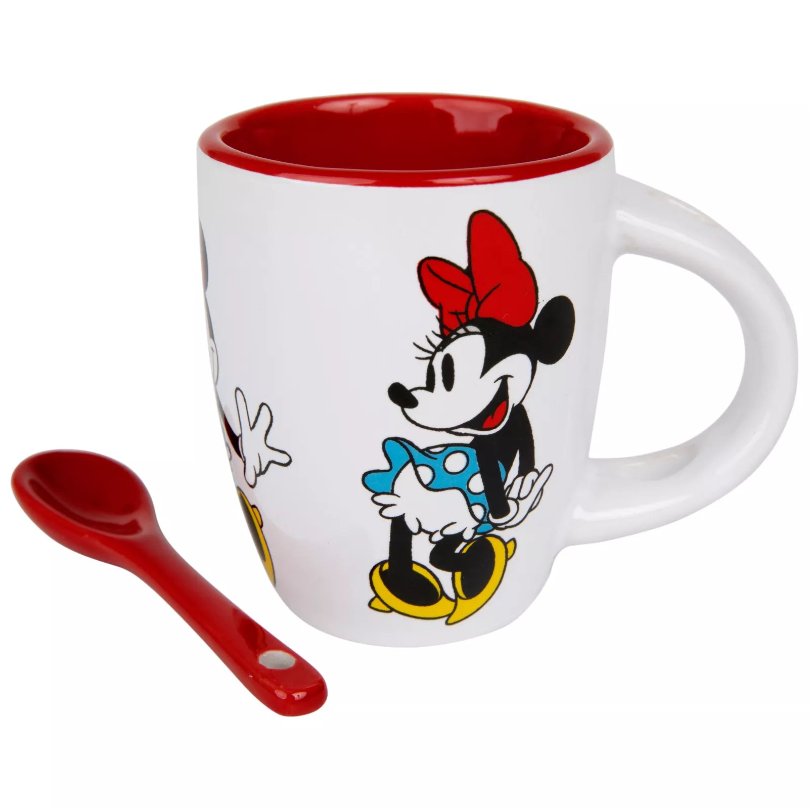 Disney Minnie Mouse Waves Espresso Mug w/Spoon, White Red