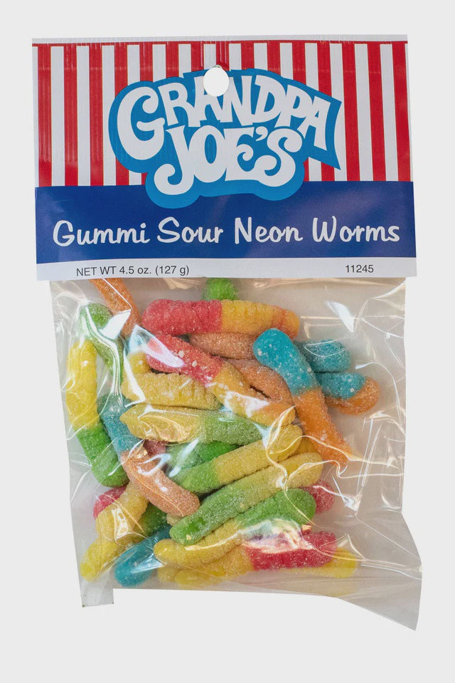 Grandpa Joe's Peg Bags, Sour Neon Worms, 4.5oz