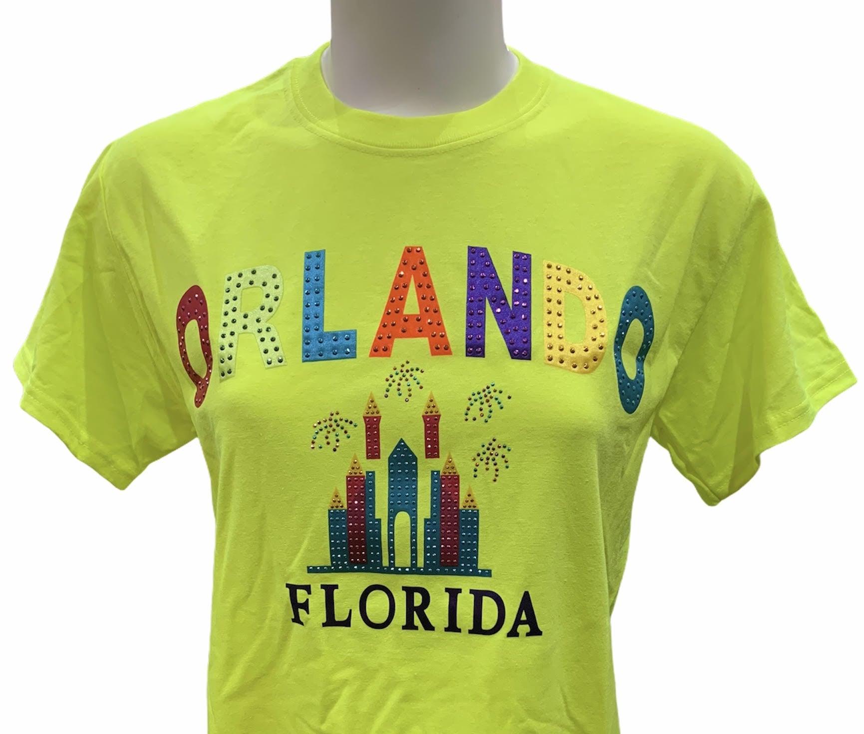 Safety Green Orlando Florida With Stone / Castle T-shirt