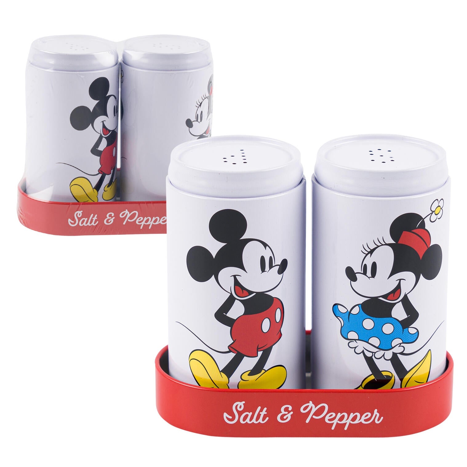 White Shakers Minnie Blue polka dot Salt & Mickey Pepper