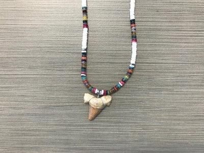 Shark Tooth Necklace - Multicolor Heishi