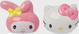 Hello Kitty And Melody Faces Ceramic Salt and Pepper Shaker