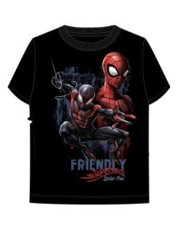 Youth Boys Spiderman Friendly Neighborhood Black T-Shirt