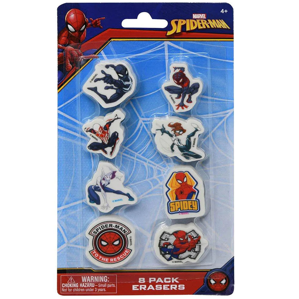 Spiderman 8pk Eraser on blister card