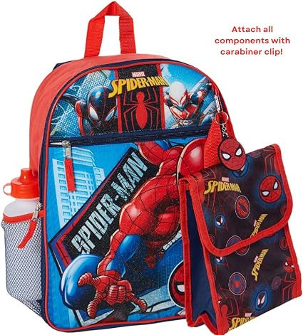 Spiderman Backpack 16'' W/Lunch Bag & Bottle