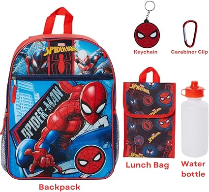 Spiderman Backpack 16'' W/Lunch Bag & Bottle